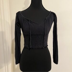 PacSun Black Off The Shoulder Long Sleeve Crop Top Size XS